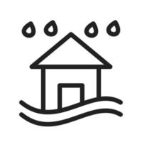 Heavy Rain and Flood Line Icon vector