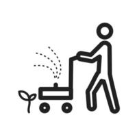 Person Mowing Grass Icon vector