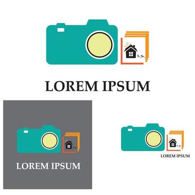 CAMERA with photo icon vector background