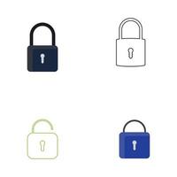 Flat lock and unlock icon vector background