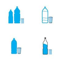 Plastic bottle and glass vector icon