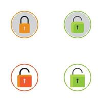 Flat lock and unlock icon vector background