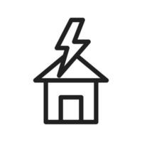 Lightning Striking House Line Icon vector