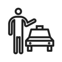 icono de línea de taxi llamando vector