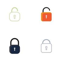 Flat lock and unlock icon vector background