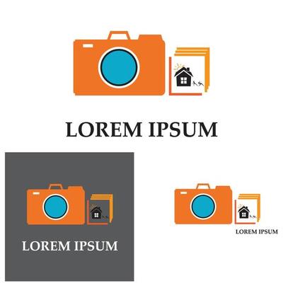 CAMERA with photo icon vector background