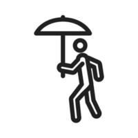 caminar en el icono de la línea de lluvia vector