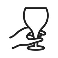 sosteniendo el icono de la copa de vino vector