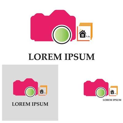 CAMERA with photo icon vector background