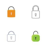 Flat lock and unlock icon vector background