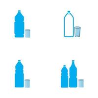 Plastic bottle and glass vector icon