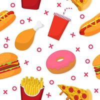 Seamless Junk Food Background vector