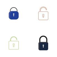 Flat lock and unlock icon vector background