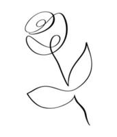 Vector Hand Drawn One Line Art Drawing of Flower Rose. Minimalist Trendy Contemporary Floral Design Perfect for Wall Art, Prints, Social Media, Posters, Invitations, Branding Design