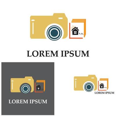 CAMERA with photo icon vector background