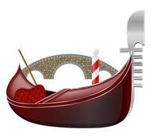 góndola, barco italiano tradicional, en, venecia, vector, ilustración, aislado, blanco, plano de fondo vector