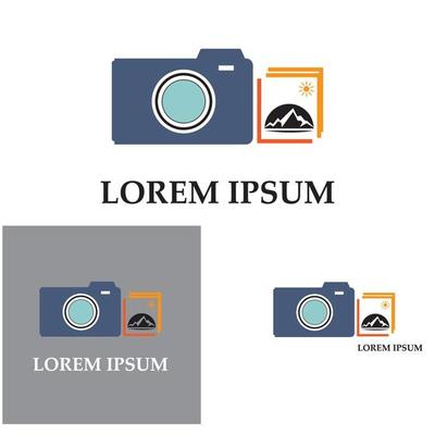 CAMERA with photo icon vector background