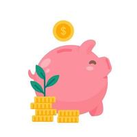 piggy bank and dollar coin Ideas for saving money for the future vector