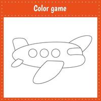 Coloring page of a plane for kids vector