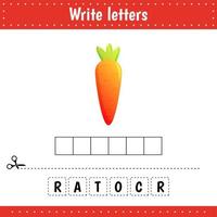 Crossword. Vegetable. Carrot. Guess the word. vector