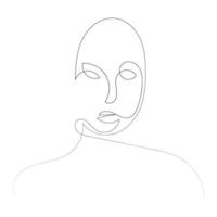 Continuous line art abstract face. vector