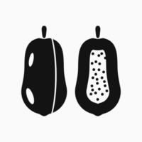 icono de fruta de papaya. icono relleno. en blanco y negro. silueta. para logotipo, icono, símbolo y signo vector