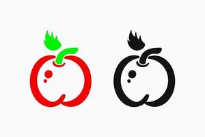 concepto de logotipo de manzana. silueta. icono de contorno. rojo y negro vector