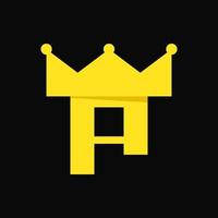 Letter A and Crown Logo Concept. Yellow and Black. Logo, Icon, Symbol and Sign vector