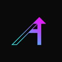 Letter A Arrow Up Logo Concept. Gradient, Blue and Purple. Logo, Icon, Symbol and Sign. Black Background. Modern. Abstract Logo vector