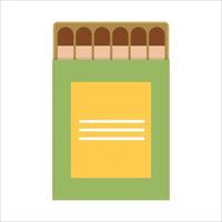 Vector match box icon isolated on white background. Burning stick illustration. Flat style matchstick pack picture.