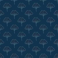 Seamless pattern engraved leaves Ginkgo Biloba. Vintage background botanical with foliage in hand drawn style. vector