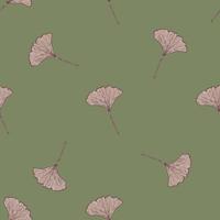 Seamless pattern engraved leaves Ginkgo Biloba. Vintage background botanical with foliage in hand drawn style. vector