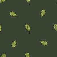 Leaves oak engraved seamless pattern. Vintage background botanical with forest foliage in hand drawn style. vector
