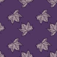 Leaves maple engraved seamless pattern. Vintage background botanical with canadian foliage in hand drawn style. vector