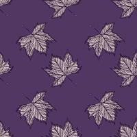 Leaves maple engraved seamless pattern. Vintage background botanical with canadian foliage in hand drawn style. vector