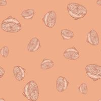 Seamless pattern lemon half engraving. Vintage background of citrus fruits in hand drawn style. vector