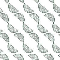 Seamless pattern engraved slice lemon. Vintage background piece lemon or lime in hand drawn style. vector