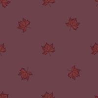 Leaves maple engraved seamless pattern. Vintage background botanical with canadian foliage in hand drawn style. vector