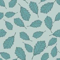 Leaves oak engraved seamless pattern. Vintage background botanical with forest foliage in hand drawn style. vector