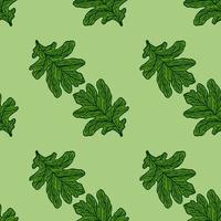 Leaves oak engraved seamless pattern. Retro background botanical with forest foliage in hand drawn style. vector