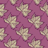 Leaves maple engraved seamless pattern. Vintage background botanical with canadian foliage in hand drawn style. vector