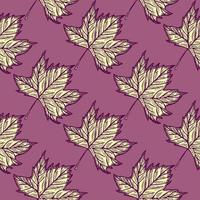 Leaves maple engraved seamless pattern. Vintage background botanical with canadian foliage in hand drawn style. vector