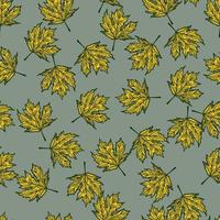 Leaves maple canadian engraved seamless pattern. Vintage background botanical with foliage in hand drawn style. vector