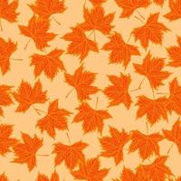 Leaves maple engraved seamless pattern. Vintage background botanical with canadian foliage in hand drawn style. vector