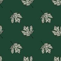 Leaves maple canadian engraved seamless pattern. Vintage background botanical with foliage in hand drawn style. vector