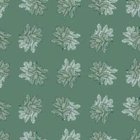 Leaves oak engraved seamless pattern. Retro background botanical with forest foliage in hand drawn style. vector