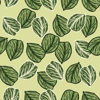 Seamless pattern engraved tree leaves. Vintage background botanical with foliage in hand drawn style. vector