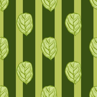 Seamless pattern engraved tree leaves. Vintage background botanical with foliage in hand drawn style.