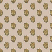 Seamless pattern engraved tree leaves. Vintage background botanical with foliage in hand drawn style. vector