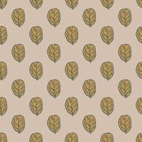 Seamless pattern engraved tree leaves. Vintage background botanical with foliage in hand drawn style. vector